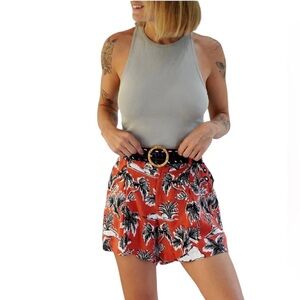 Tahari High Waist Red and Black Shorts